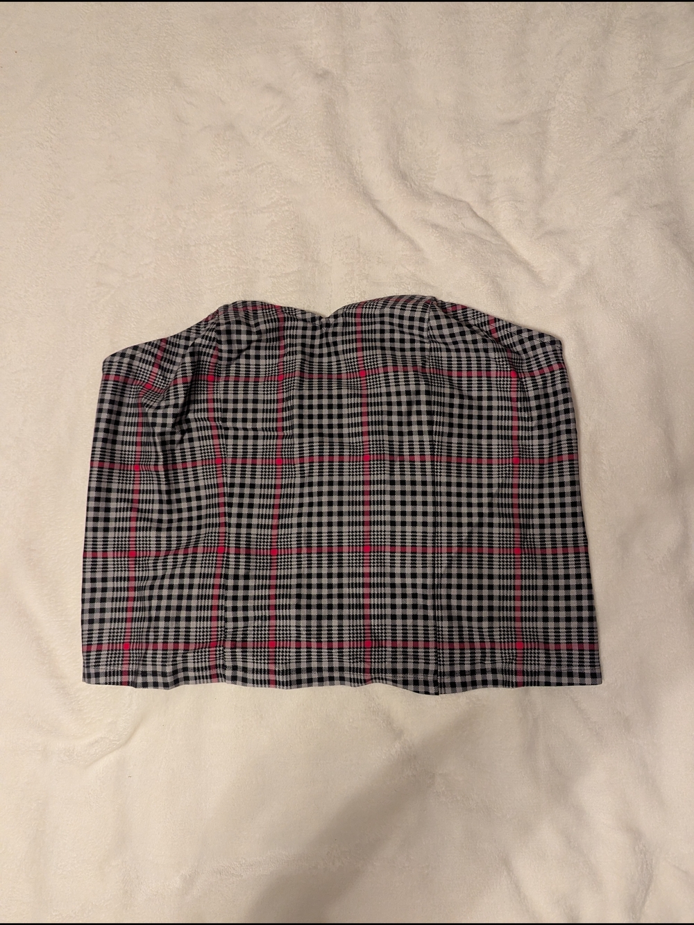 torrid Black and Pink Plaid Strapless Corset Top